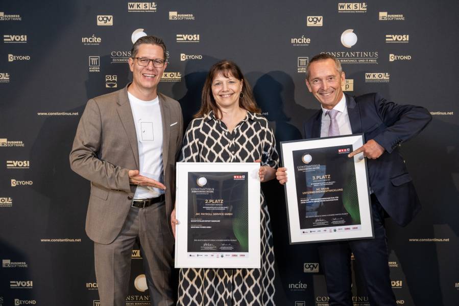 Siegerfoto mit Markus Roth & zwei Personen von MC Payroll Service GmbH