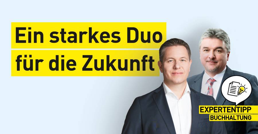 Header mit zwei Buchhaltungsexperten über Buchhaltung & KI
